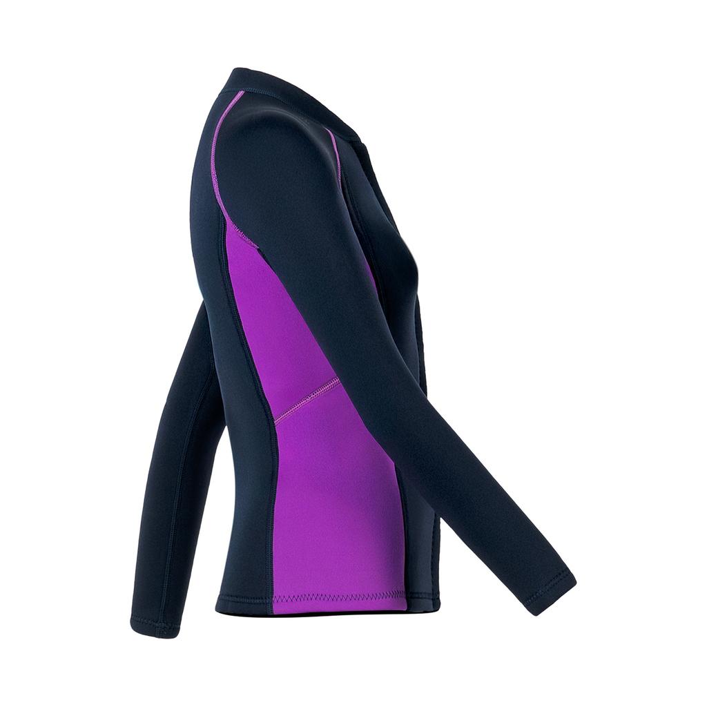 Dam Neopren Våtdräkt Jacka Långärmad Dragkedja Design 3 mm Tjock Stretch Topp Vattensporter