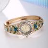 Watch Bangle Flower Rhinestone Womens Quartz Wristwatch