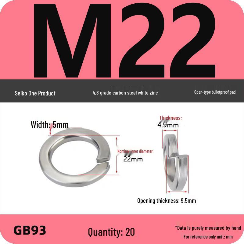 White Zinc-Plated Carbon Steel Split Spring Washer (4.8 Grade)
