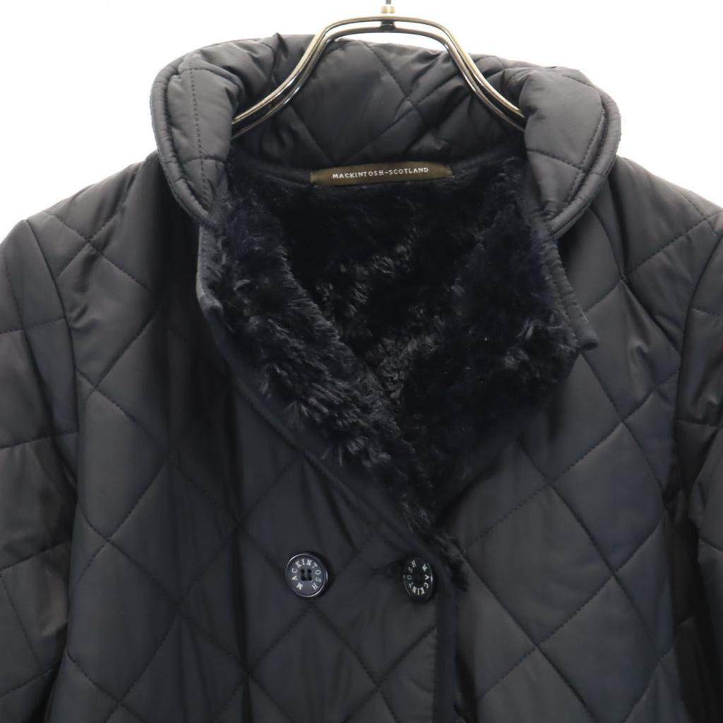 Mackintosh Made In England Quilted Jacket 34 Black Boa Fur Lining Women Used