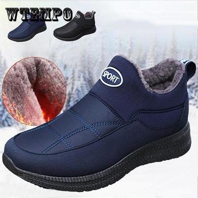 Herren Winter Warme Schuhe Wolle Baumwolle Stiefeletten Herren Übergröße Rutschfest Einfarbig Flacher Absatz Schuhe