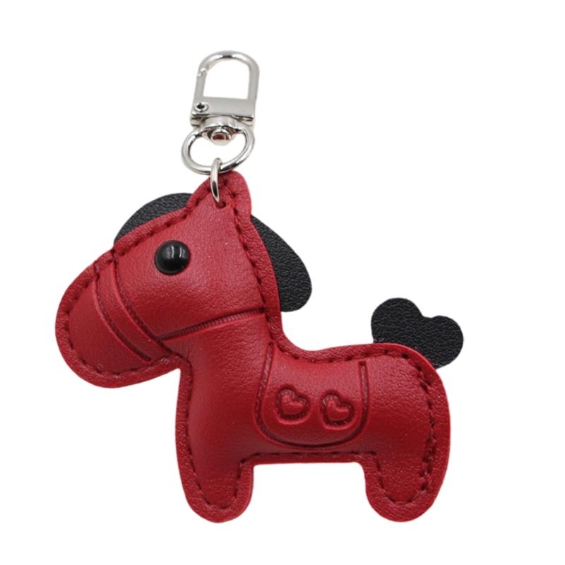 Fashion Leather Keychain Featuring Lovely Equine Theme Compact Size Suitable for Handbag Keys or Car Interior Decoration