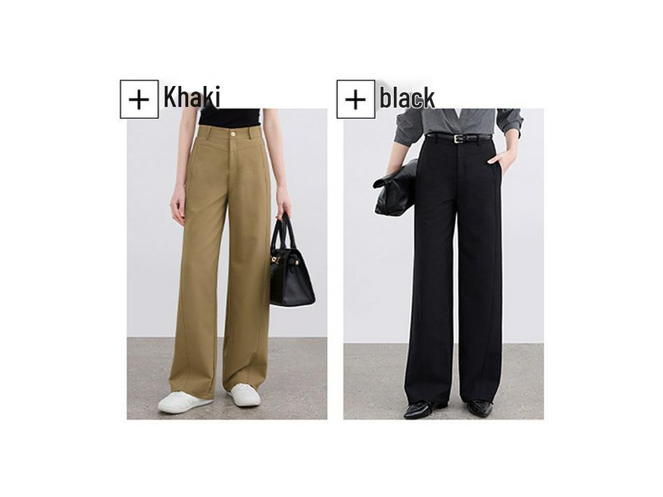 2026 Women's Slimming Wide-Leg Pants: Petite, Nine-Tenths Length, Straight, Loose Casual Fit for Spring and Summer