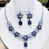 3pcs Light Luxury Exquisite Fashionable Zircon Necklace Earring Set Heavy Industry Ice Flower Versatile Temperament Accessory