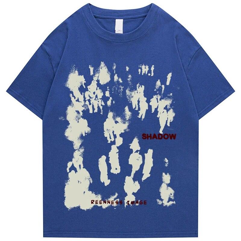Oversized T-shirt Summer Cotton Short Sleeve Tee Shirt Fashion Printed Shadow Hip-Hop Women Clothes Unisex's Top 2023 New Arrival