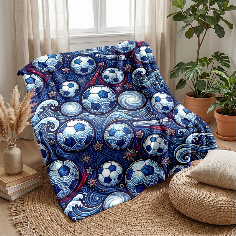 Soccer Ball Dreams Theme Blanket Lightweight Warm Flannel Blanket Decorative Throw Blanket for Home Decoration