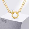 Vnox Gold Plated Stainless Steel Paper Clip Chain Necklace Bracelet, 18/45cm Length With Circular Buckle, Fashion Jewelry