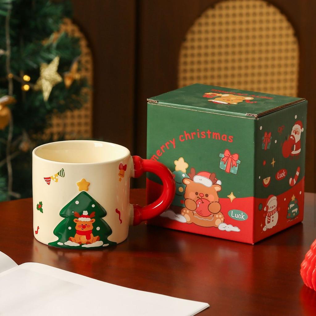 Christmas Mugs Santa Claus Ceramic Cups Household Water Cups  Creative High Appearance Level  Christmas Gifts Souvenirs
