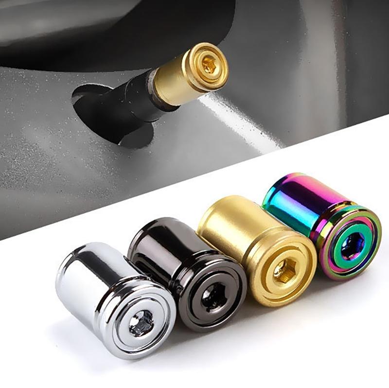 Zinc Alloy Valves Stem Caps Cover, 4Piece Set, with Airtights Rubber Seal Leak Proof for Wheels Motorbike Secure Parking
