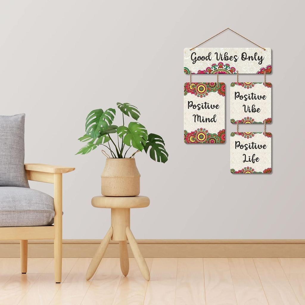 Good Vibes Only Decorative Wall Art MDF Wooden Wall Hanging for Living Room | Bedroom | Home Decor | Office | Gift | Quotes Items House Decoration