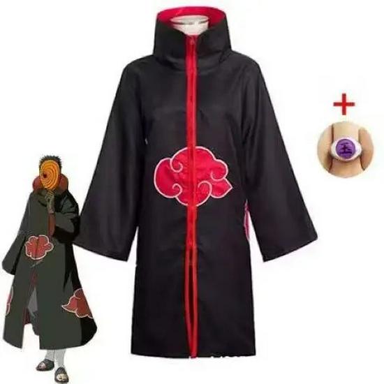 Naruto Uchiha Obito Tobi Akatsuki Cosplay Set: Coat, Shoes, Mask, and Ring