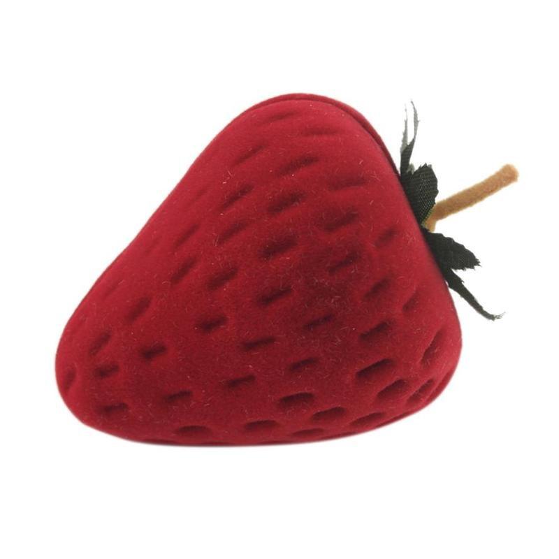 

1Pc Stud Storage Pendant Gift Case Ring Box Strawberry Flocking Jewelry