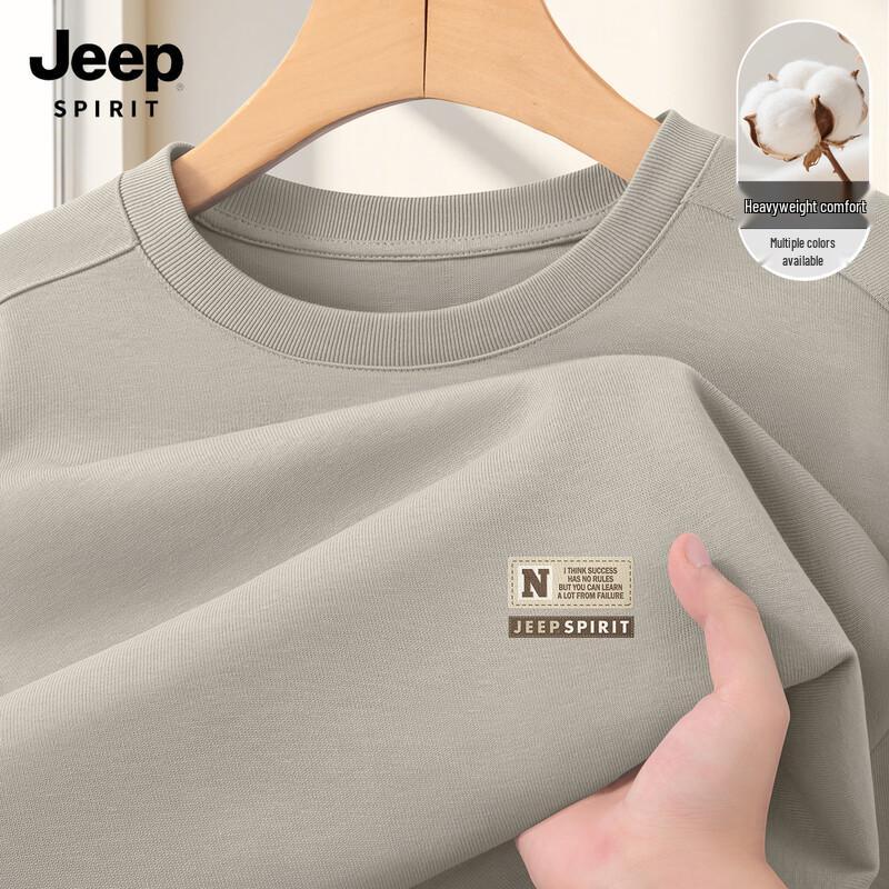 JEEP SPIRIT Men s 2025 Autumn Heavyweight Loose Fit Long Sleeve T-Shirt XL