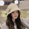 Bucket hat women's autumn and winter fashion versatile basin hat lamb wool suitable for round face bucket hat shows small face
