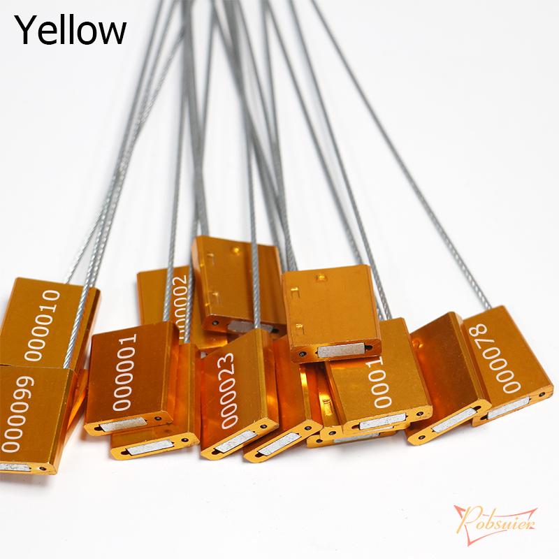 20 шт., кабельные уплотнения высокой безопасности, металлический контейнер, стальные проволочные бирки, плотно затягивающиеся, алюминиевая транспортировочная фиксирующая этикетка, серийный номер 30 см жёлтый