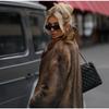 Fashion Mixed Color Lapel Collar Woman Long Coat Elegant Full Sleeve Loose Overcoat New Winter Lady High Street Faux Fur Jacket