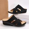 Wearing Beach Flat Mother Shoes Women's Snals Wedge Heel Retro Hollow Slippers