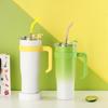 Big Mac Large Capacity Stainless Steel Insulated Mug Double Wall Vacuum Straw Cup Handle Portable Car Mug