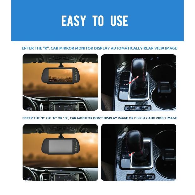 KTYDKP 7 Inch Car Rear View Camera with Mirror Monitor for Vehicle Parking Rervesing Camera with 7" TFT LCD HD Screen Universal