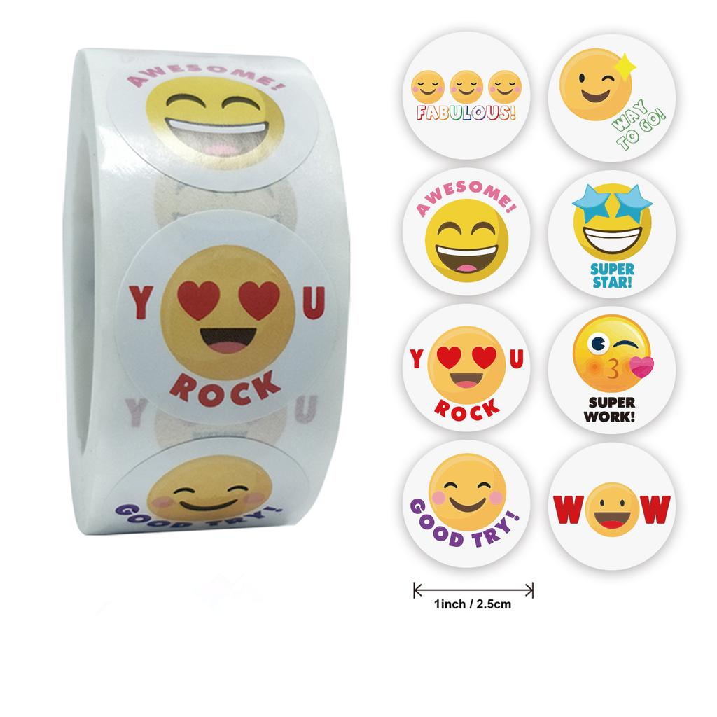 Stickers 500 Pcsroll Face Encouragement Reward Sticker Children Toy Decoration Sticker Label