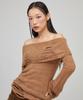 LALAFOX Knit Off-Shoulder Slim Knit Camel Bq4Kl009