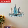 Wooden Sailboat Wall Decoration Nautical Sailing Ship Wall Art Coastal Theme Wall Hanging Ornament for Home Bathroom Living Room Bedroom