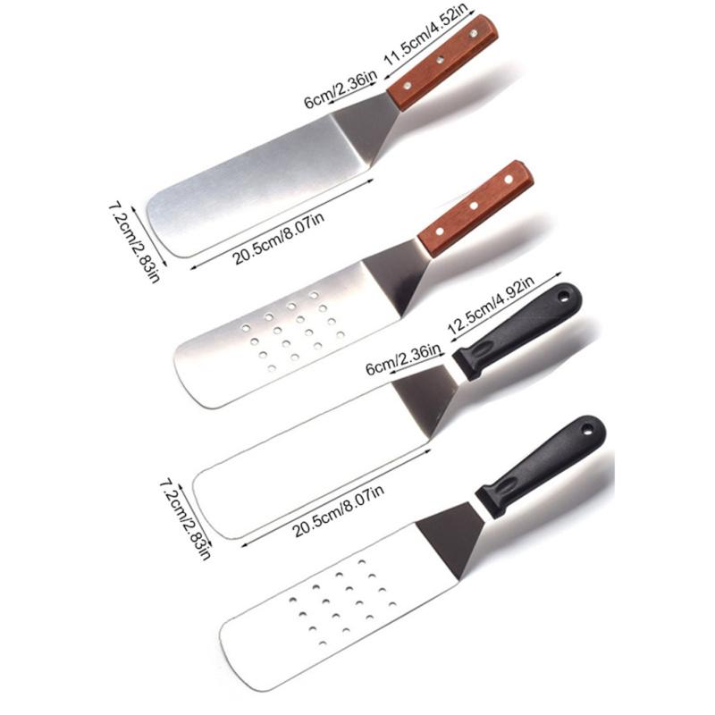 Edelstahl-Spatel Holzgriff Pfannenwender Steak Bratspatel Küchenwerkzeuge Werkzeuge