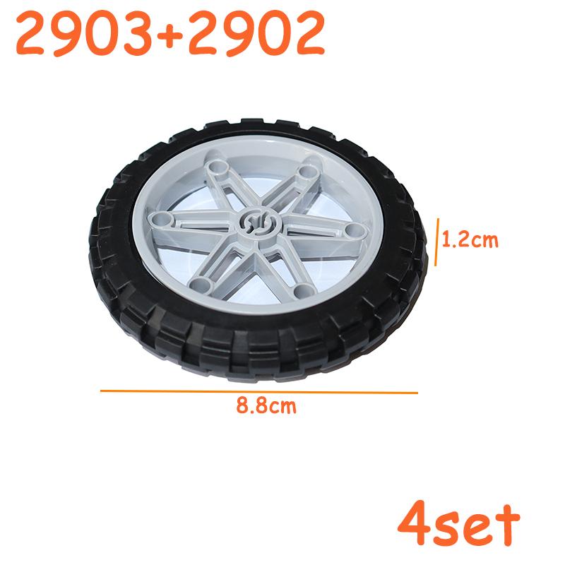 Tire Wheel Cross Hole Set Car Truck Wheels Hub Technical Bricks MOC Motorcycle Tyre & Rim Construction Building Blocks