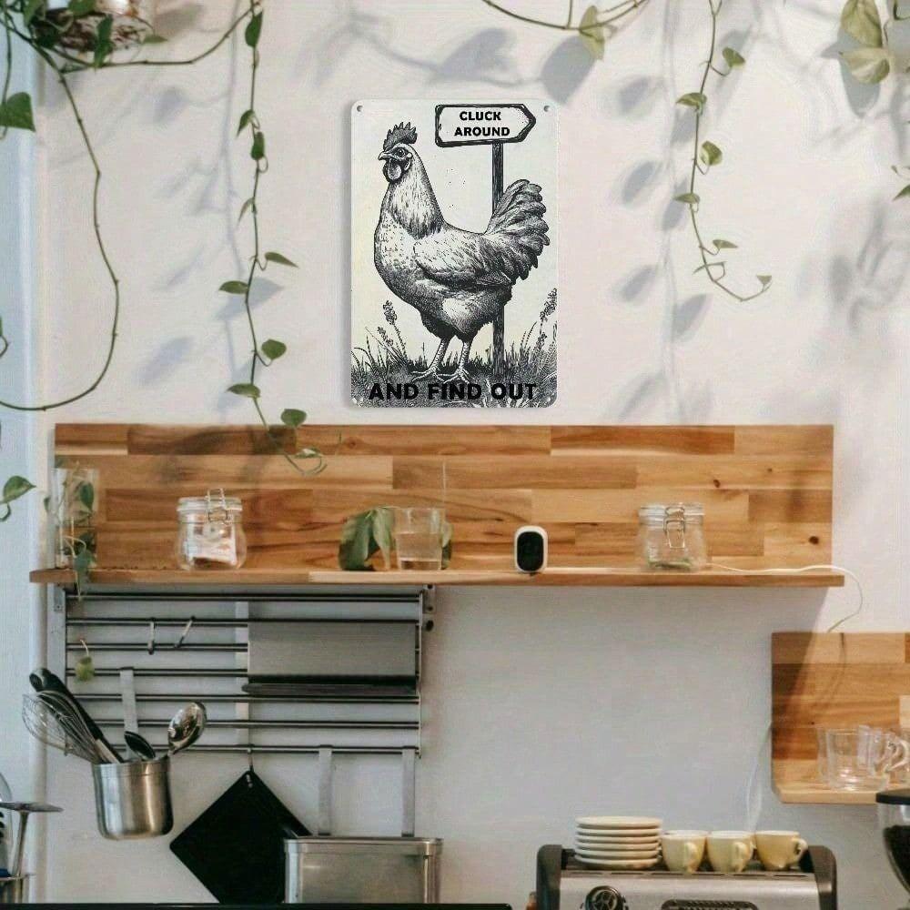 Vintage Metal Poster Farmhouse Chicken Kitchen Wall Decor