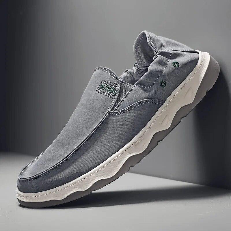 Sapatos Masculinos Sapatos de Tecido de Seda Gelada para Homens Verão Respirável Sapatos Casuais Masculinos Tendência Slip-on Sapatos Vulcanizados Tênis para Dirigir