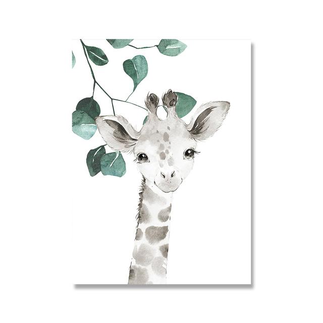 Safari Baby Animals Canvas Poster Nursery Zebra Giraffe Wall Art Print Eucalyptus Animal Painting Nordic Kid Bedroom Pictures