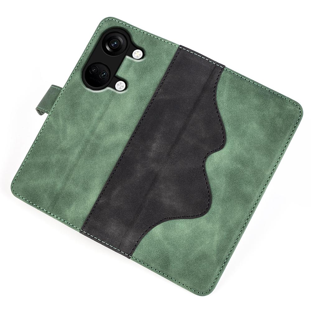 Wallet Shell for OnePlus Ace 2V/Nord 3 5G PU Leather Phone Cover Dual-color Splicing Stand Case