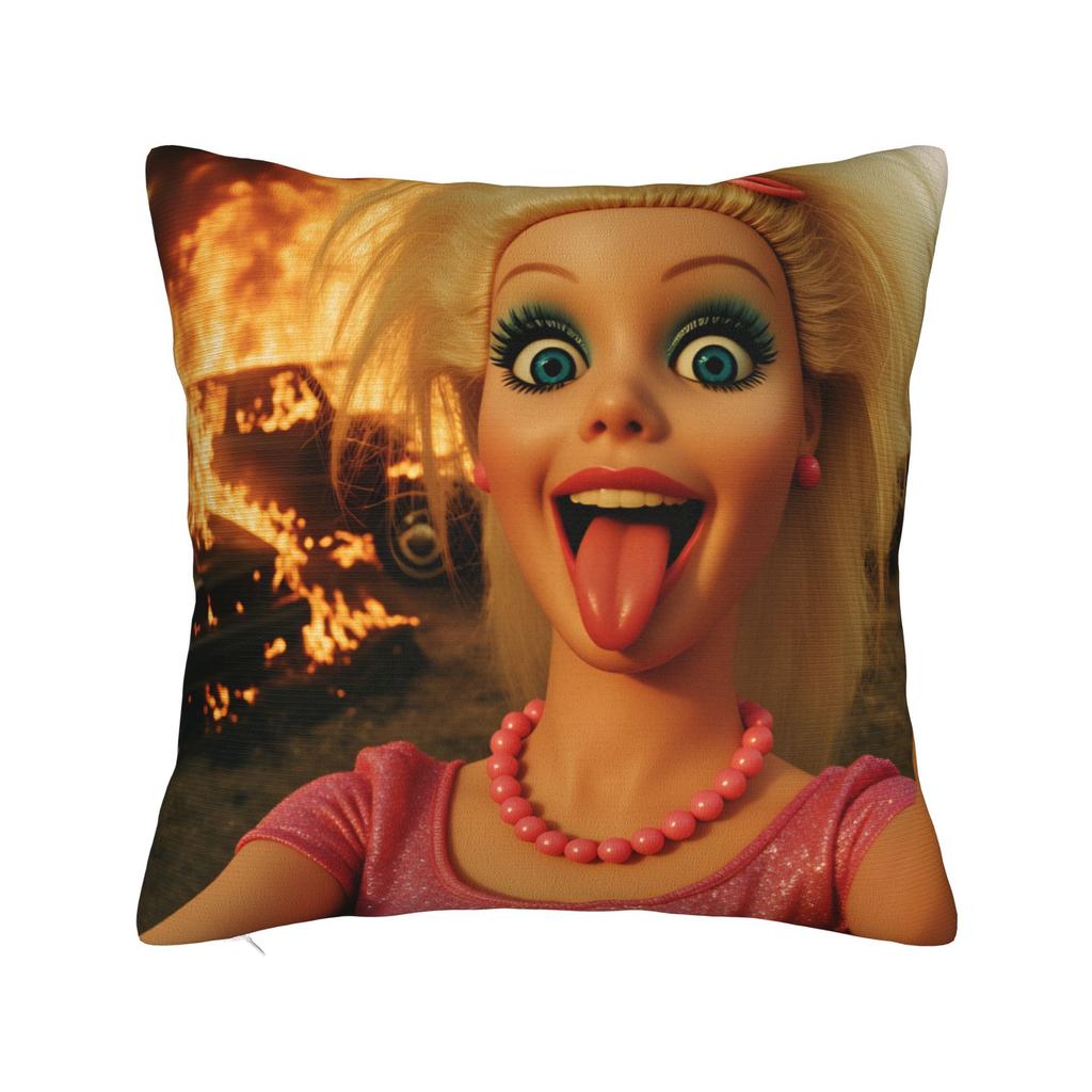 Distressed Doll Face Meme Pillow Cover Fashion Pillow Case For Sofa Couch Bed Living Room Soft Pillowcases Gift