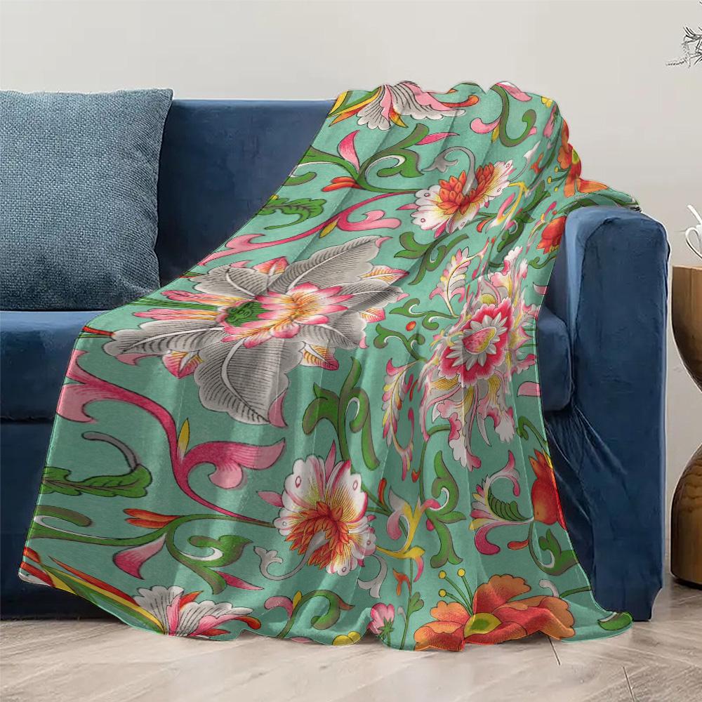 Floral Pattern Blanket Soft Fleece Throw Blanket Bed Sofa Decorative Throw Cover Gift