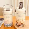 550/750ml High Aesthetic Stainless Steel Insulated Bottle Straw Flower Tea Cup Student Water Cup Tea Separation Thermos Bottle