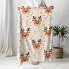 Cozy Christmas Reindeer Printed Fleece Blanket Soft Warm Lightweight Perfect For Naps Camping Travel And Office Decoration