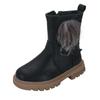 Mädchen Mode Stiefel mit flauschigem Haarball Niedlich Warm Herbst Winter Kinder Gummistiefel Süße Prinzessin Seitenreißverschluss Rutschfest Weich