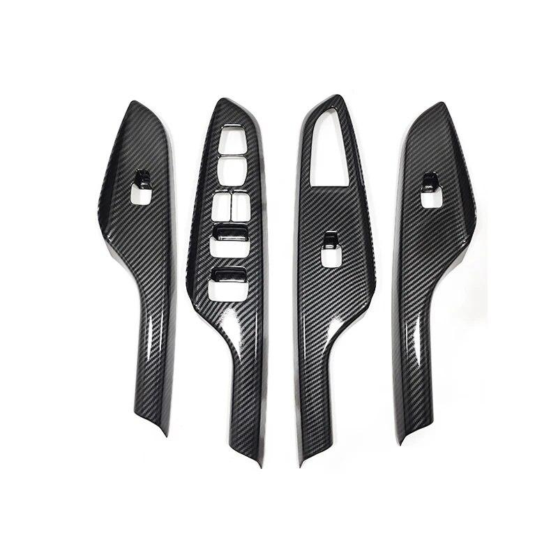 ABS Carbon Fiber for Hyundai Kona Kauai Encino 2017 2018   Car Window Lift Door Armrest Glass Button Switch Accessories