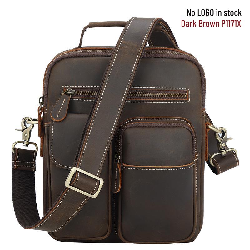 Tide Cow Men's Vintage Crazy Horse Leather Crossbody Messenger Bag
