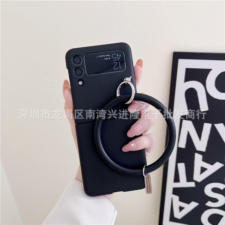 Applicable to Samsung Z Flip6 mobile phone case bracelet solid color PC oil injection hard case flip3 folding screen back cover protective case