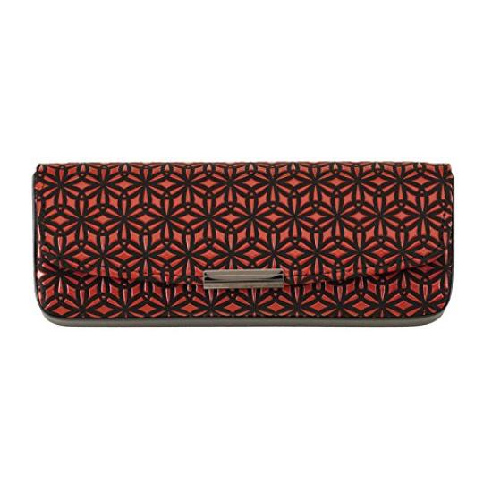 

Uehara Yuichi Натуральная кожа Твердая модель очков Черный с красным листом конопли Сделано в Японии Inden-ya (ИНДЕН-Я) Дело, №. 4206, Лак, Узор,