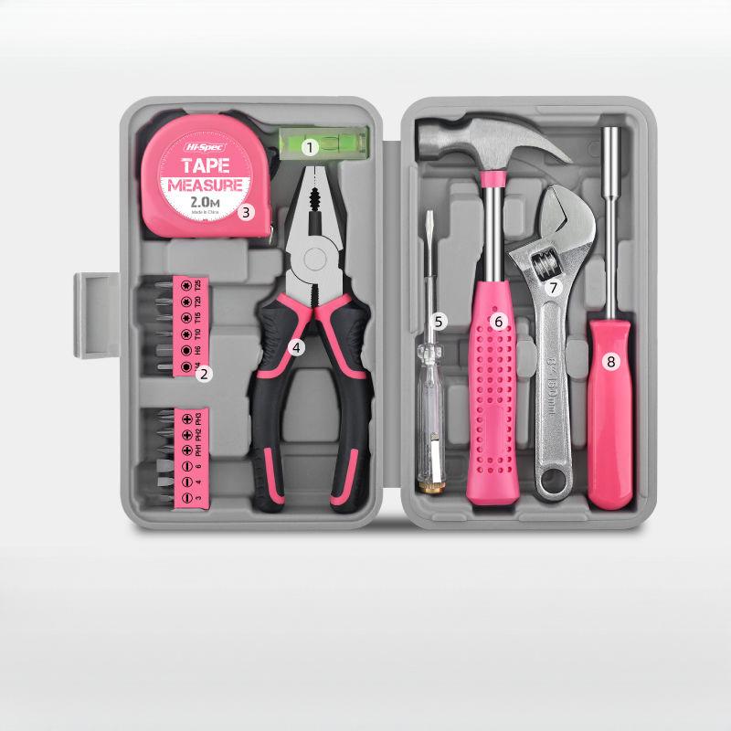 HiSpec Household Tool Set: Includes Pliers, Flathead & Phillips Screwdrivers, Tape Measure, Wrench, for Home Repairs.