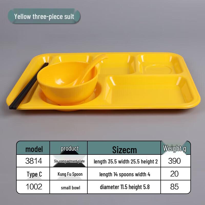 Commercial Melamine Rectangular 5-Compartment Canteen Tray