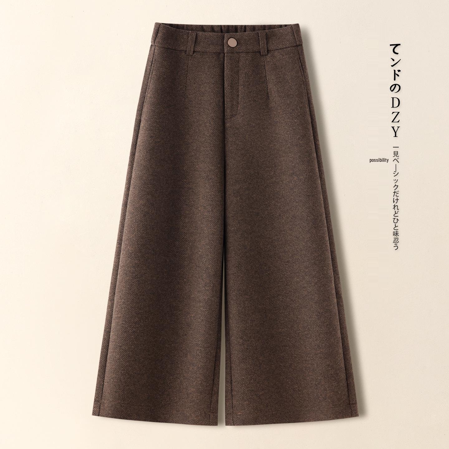 

Women s Woolen Wide-Leg Pants, Petite Fit, Autumn/Winter 2025, with Plush Velvet and Thick Cashmere, Casual Eight or Nine-Point Length. 28/L [105-115 pounds]
