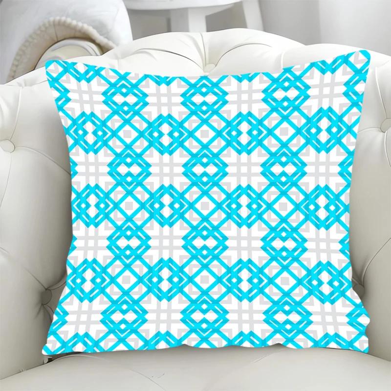 Decorative Pillowcases X Blue Geometry Covers for Bed Pillows Lounge Chairs Cushion Cover  Pillow Hugs Fall Decoration