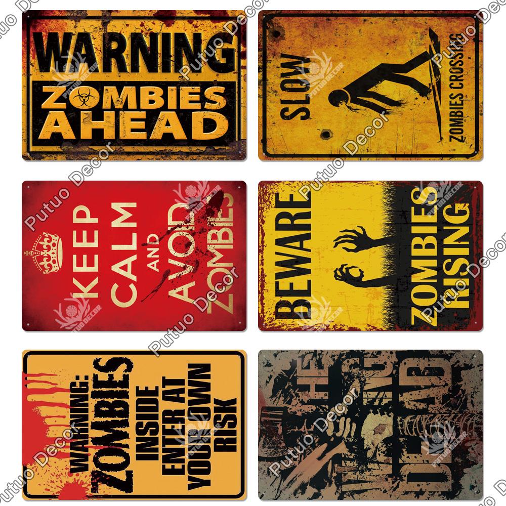 Decor Zombie Vintage Tin Sign Plaque Metal Plate Retro Posters Wall Decor for Bar Pub Club Man Cave Art Painting