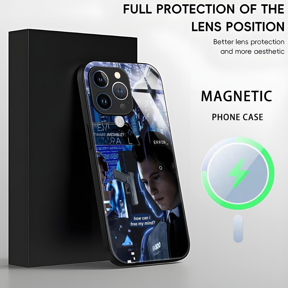 Klassisches Spiel Detroit Become Human Handyhülle Für iPhone17 16 15 14 13 12 11 X XR XS 8 Plus Mini Pro Max Glas Magnetische Hülle