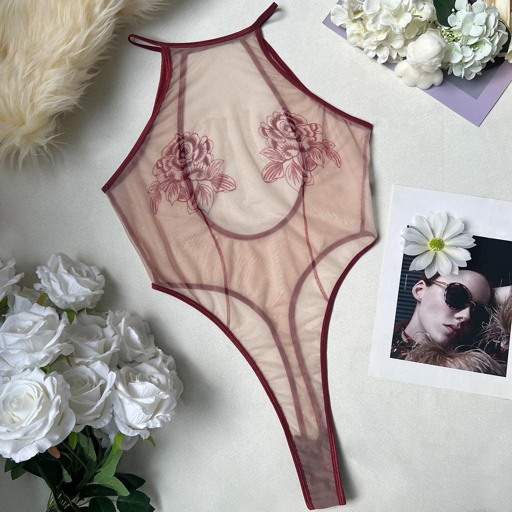 Body Sexy Trasparenti Con Laccetti Calze Lingerie Abbigliamento Donna Cavallo Aperto Vedo-Non-Vedo Teddies Reggicalze Lingerie Erotica
