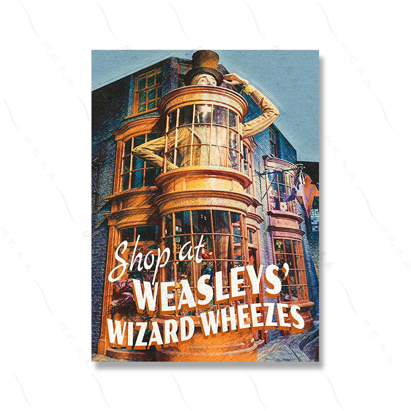 Magic Castle Retro Art Poster Train Travel Tourism Wizard Witch Canvas Print Vintage Movie Cover Wall Painting Room Home Decor