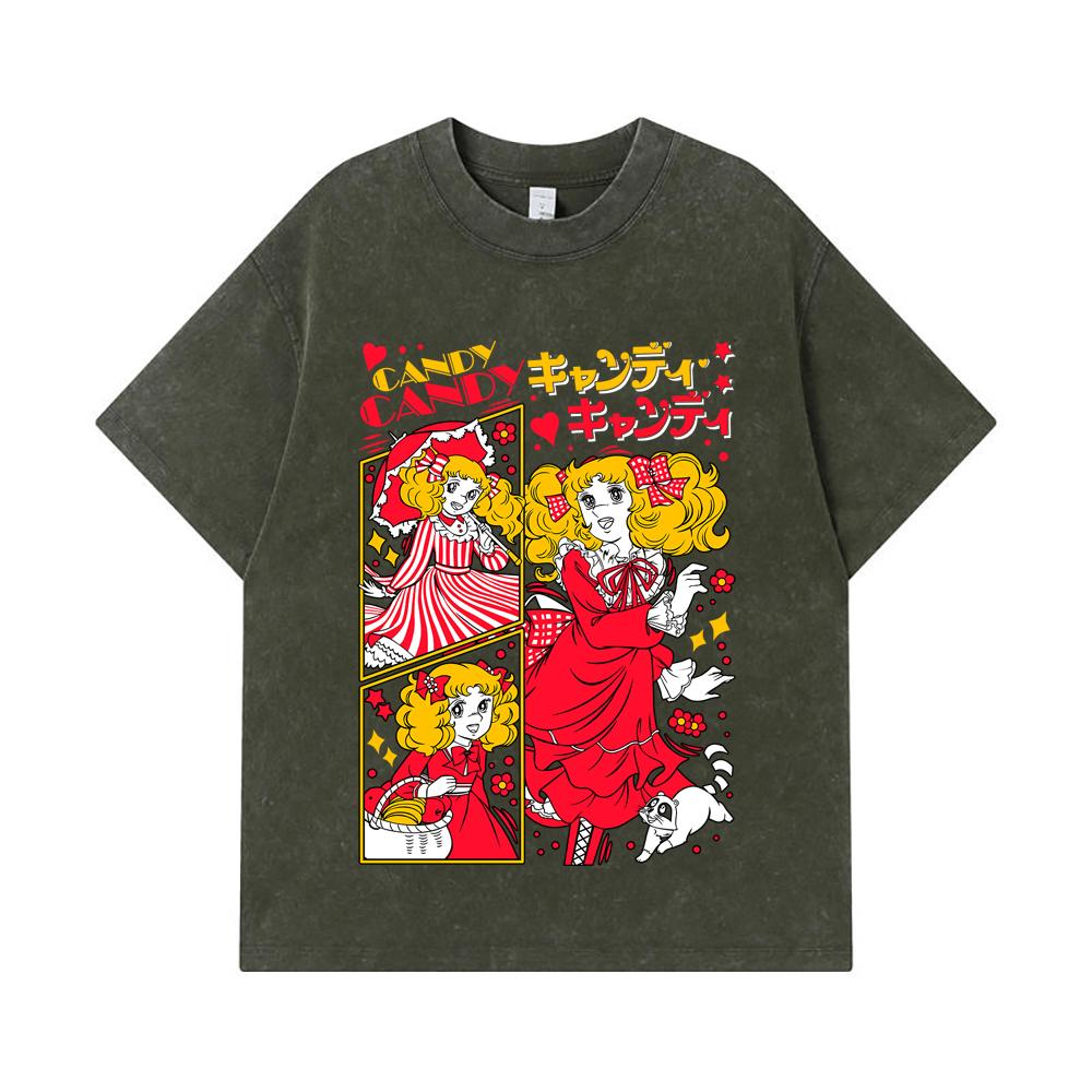 275 GSM Washed T-shirts 100% Cotton Candy Candy V2 Print Unisex Heavy Cotton T Shirt S